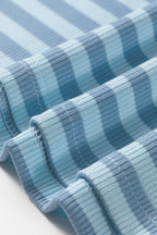 Sky Blue Stripe Ribbed Knit Slim Tank Top