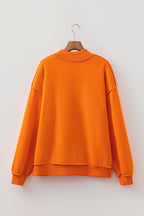 Dark Blue Oversize Drop Shoulder Reversible Mock Neck Sweatshirt