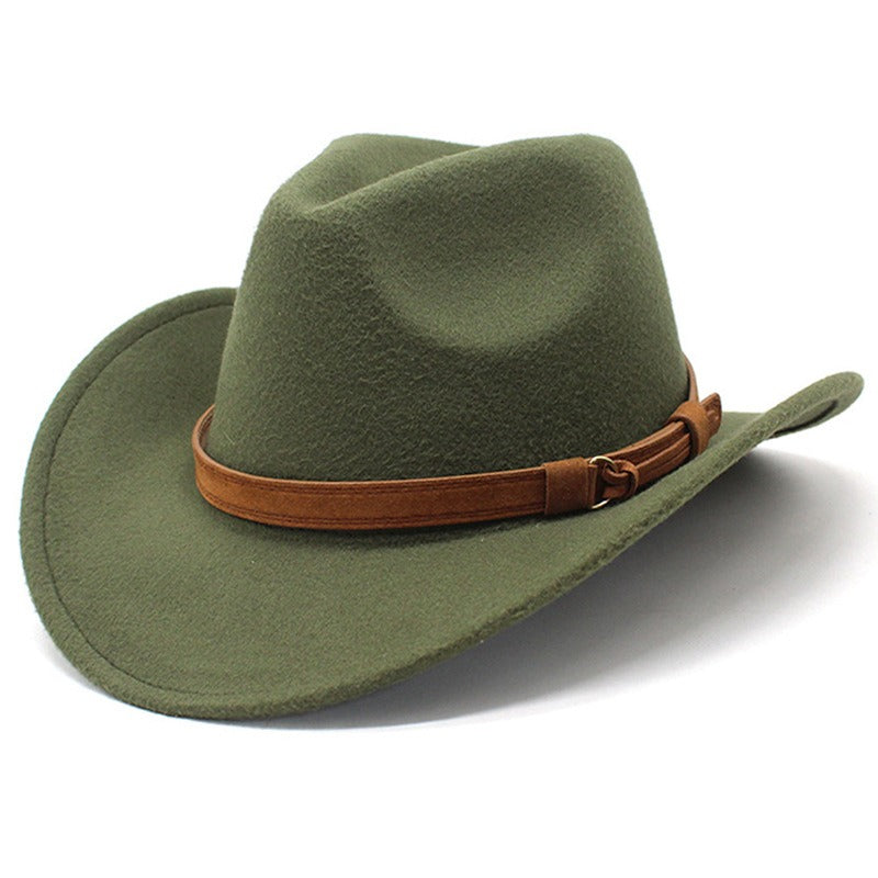 Retro Camel Wide Brim Wool Denim Top Hat