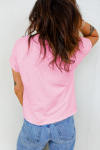 Black Leopard Bow Embroidered Cotton Round Neck T Shirt