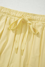 Beige Drawstring Elastic Waistband Lined Tennis Skorts