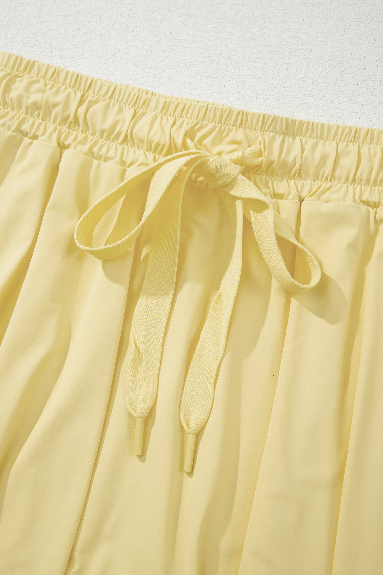 Beige Drawstring Elastic Waistband Lined Tennis Skorts