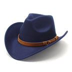Retro Camel Wide Brim Wool Denim Top Hat