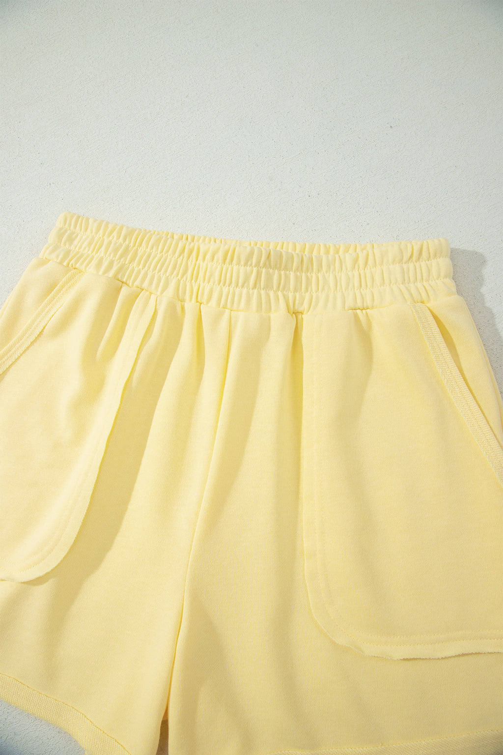 Banana Cream Loose Polo Tee Elastic Waist 2pcs Short Set