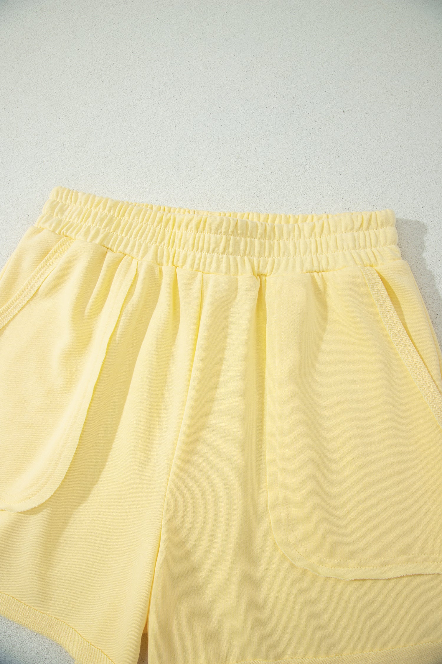 Banana Cream Loose Polo Tee Elastic Waist 2pcs Short Set