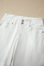 White 2-Button High Waist Wide Leg Jeans