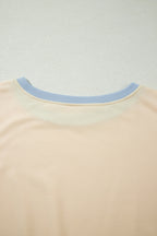 Turquoise Colorblock Edge Drop Shoulder T Shirt and Skort 2Pcs Set