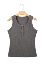 Coffee Vintage Distressed Ribbed Mineral Wash Tank Top