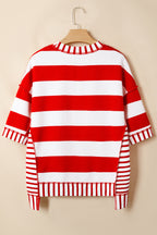 Red Stripe Sequin Bow Patriotic Half Sleeve Top