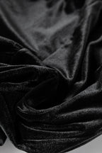 Black Shiny Velvet Drawstring High Waist Straight Leg Casual Pants