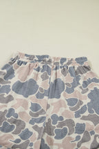 Multicolour Camouflage Loose Tee Drawstring Shorts 2pcs Outfit