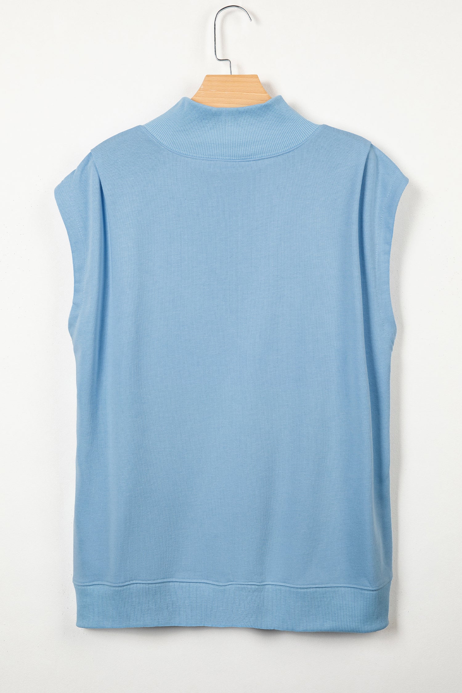 Pink Solid Color High Neck Cap Sleeve Loose Top