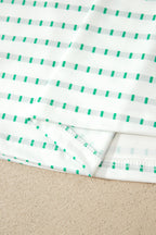 Green Striped Short Puff Sleeve Top