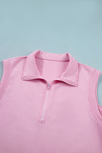 Light Grey Solid Color Sleeveless Zipper Tank and Skort Set