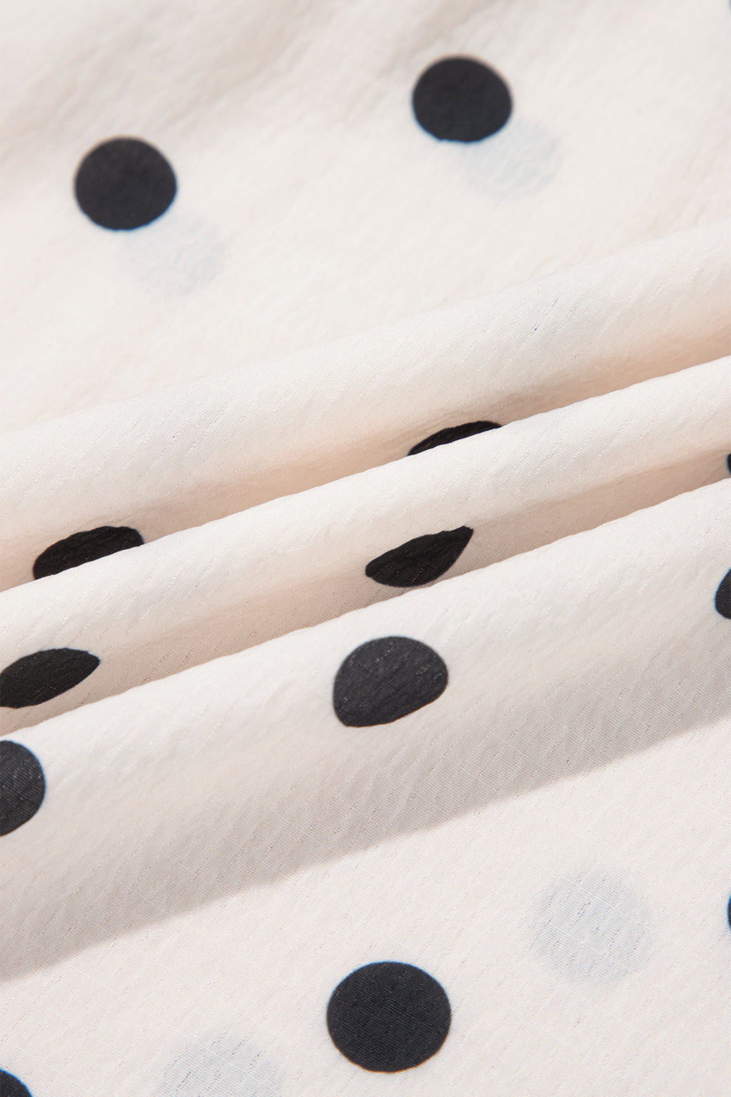 White Polka Dot Ruffled Slit Maxi Skirt