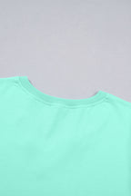 Bonbon Solid Color V Neck Short Puff Sleeve Blouse