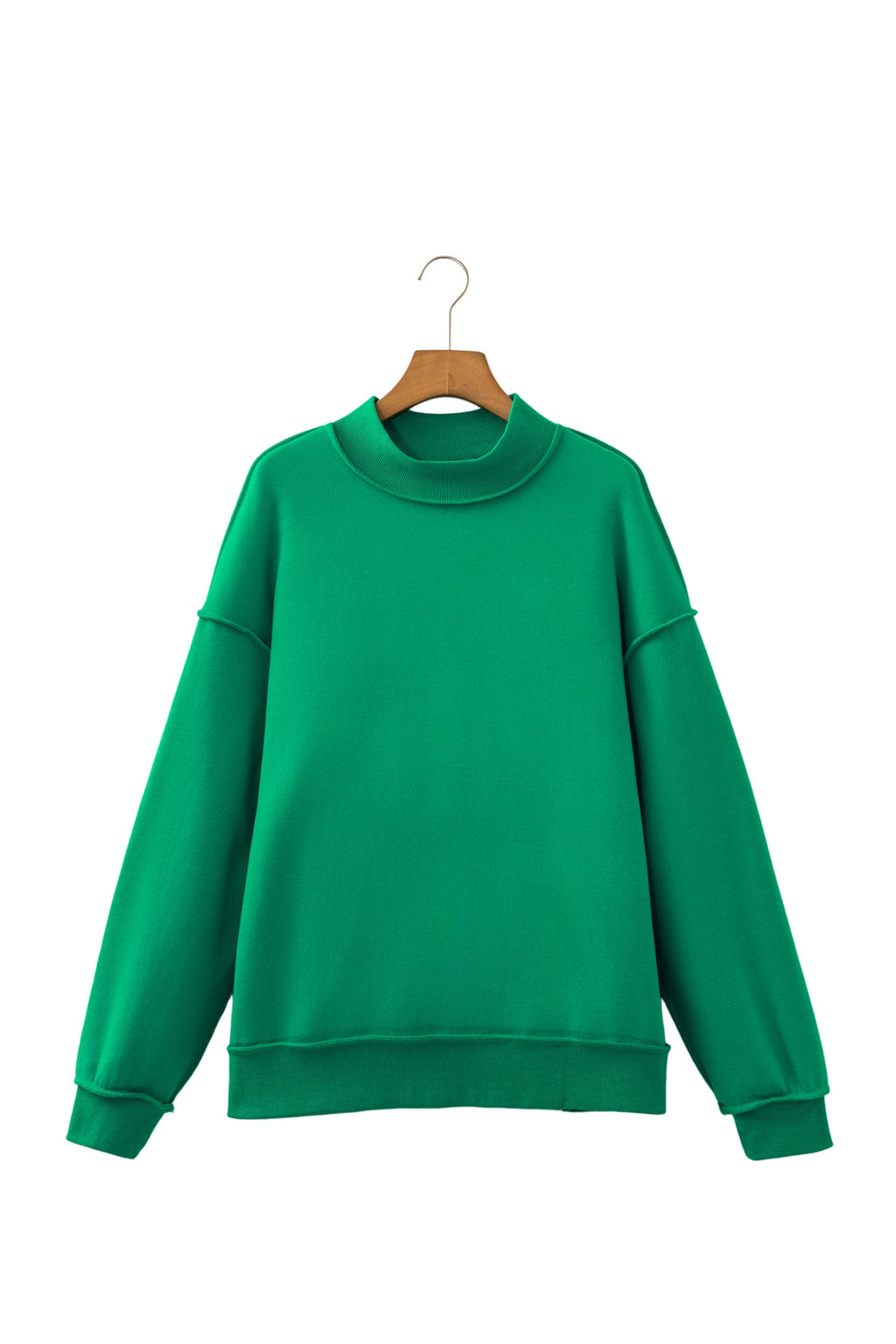 Bright Green Oversize Drop Shoulder Reversible Mock Neck Sweatshirt