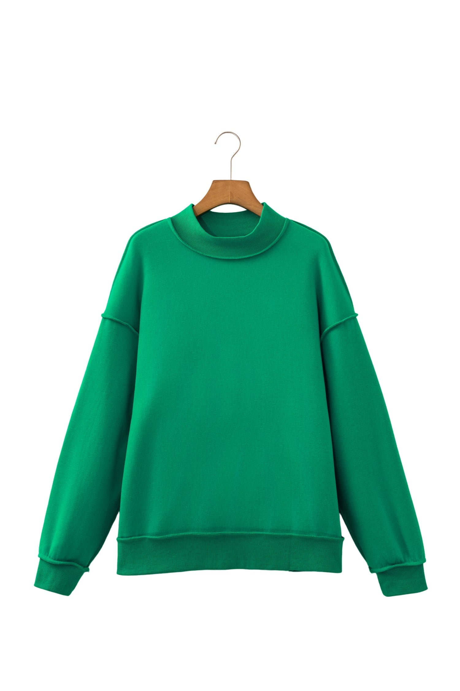 Bright Green Oversize Drop Shoulder Reversible Mock Neck Sweatshirt