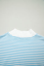 Pink Stripe Oversize Mock Neck Sweatshirt and Shorts Set