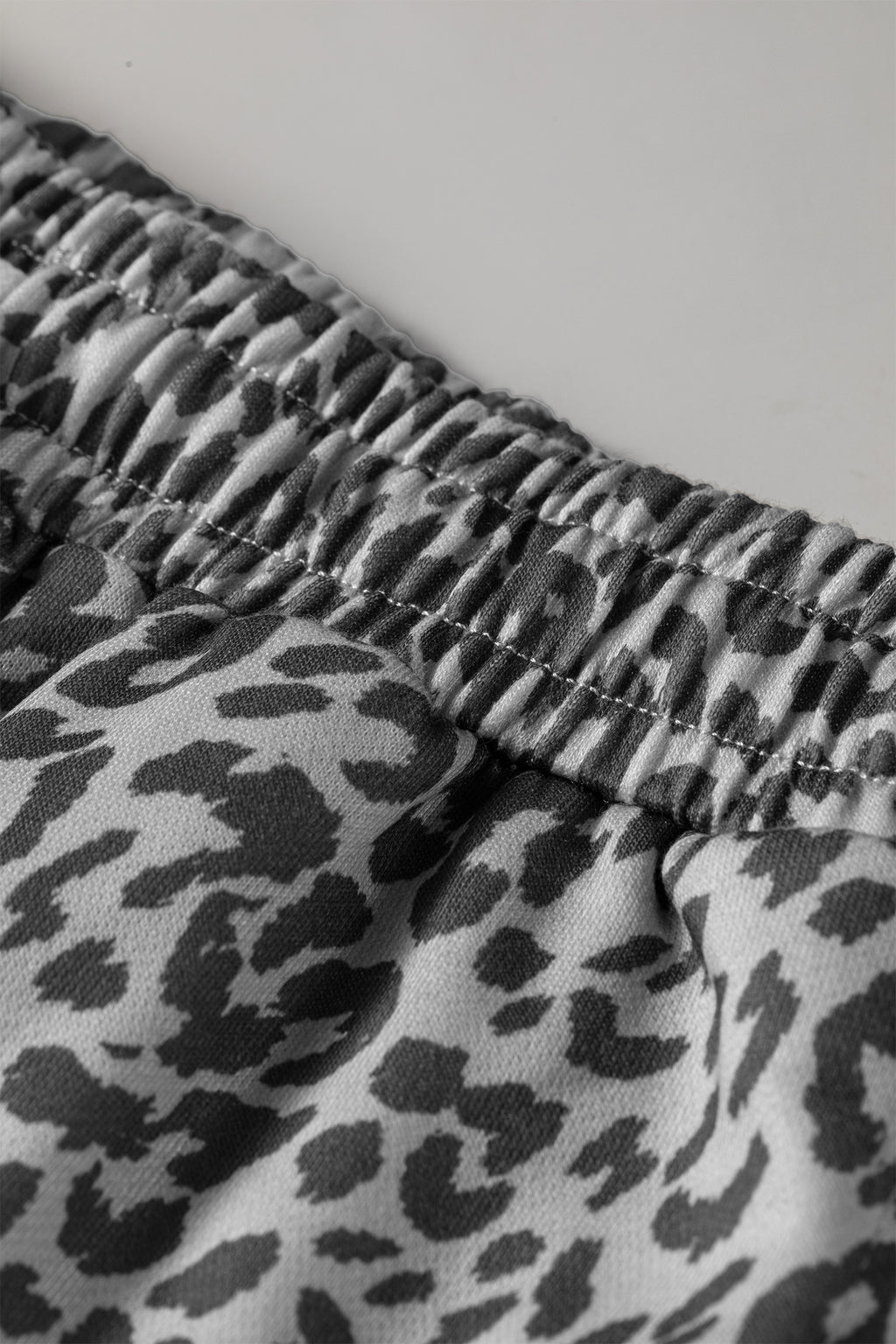 Khaki Leopard Print Star Patched Drawstring Elastic Waist Jogger Pants