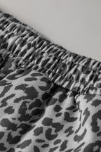 Khaki Leopard Print Star Patched Drawstring Elastic Waist Jogger Pants