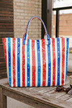 Color black Polka Dot Vinyl Glossy Tote Bag
