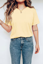 Orange Casual Plain Crew Neck Tee