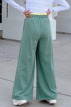 Grapefruit Orange Color Block Flower Patchwork Drawstring Contrasted Elastic Waist Wide Leg Pants
