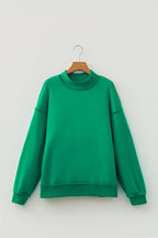 Bright Green Oversize Drop Shoulder Reversible Mock Neck Sweatshirt