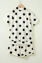 Green Polka Dot Print V Neck Tee Short Set