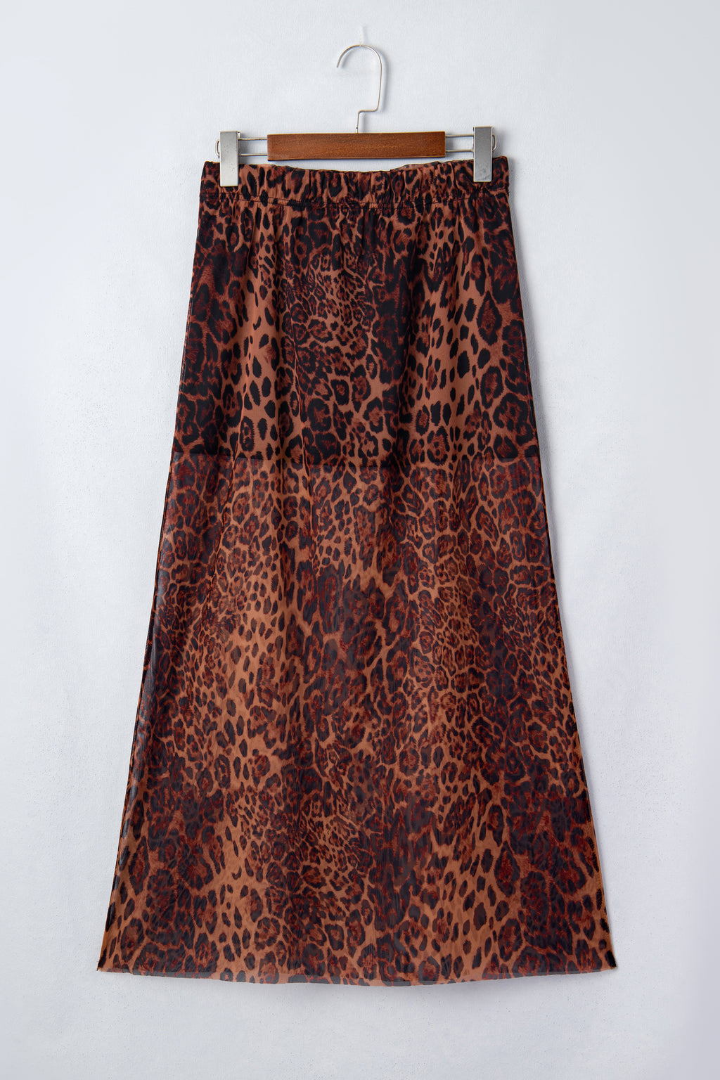 Brown Leopard Sheer Maxi Skirt