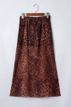 Brown Leopard Sheer Maxi Skirt
