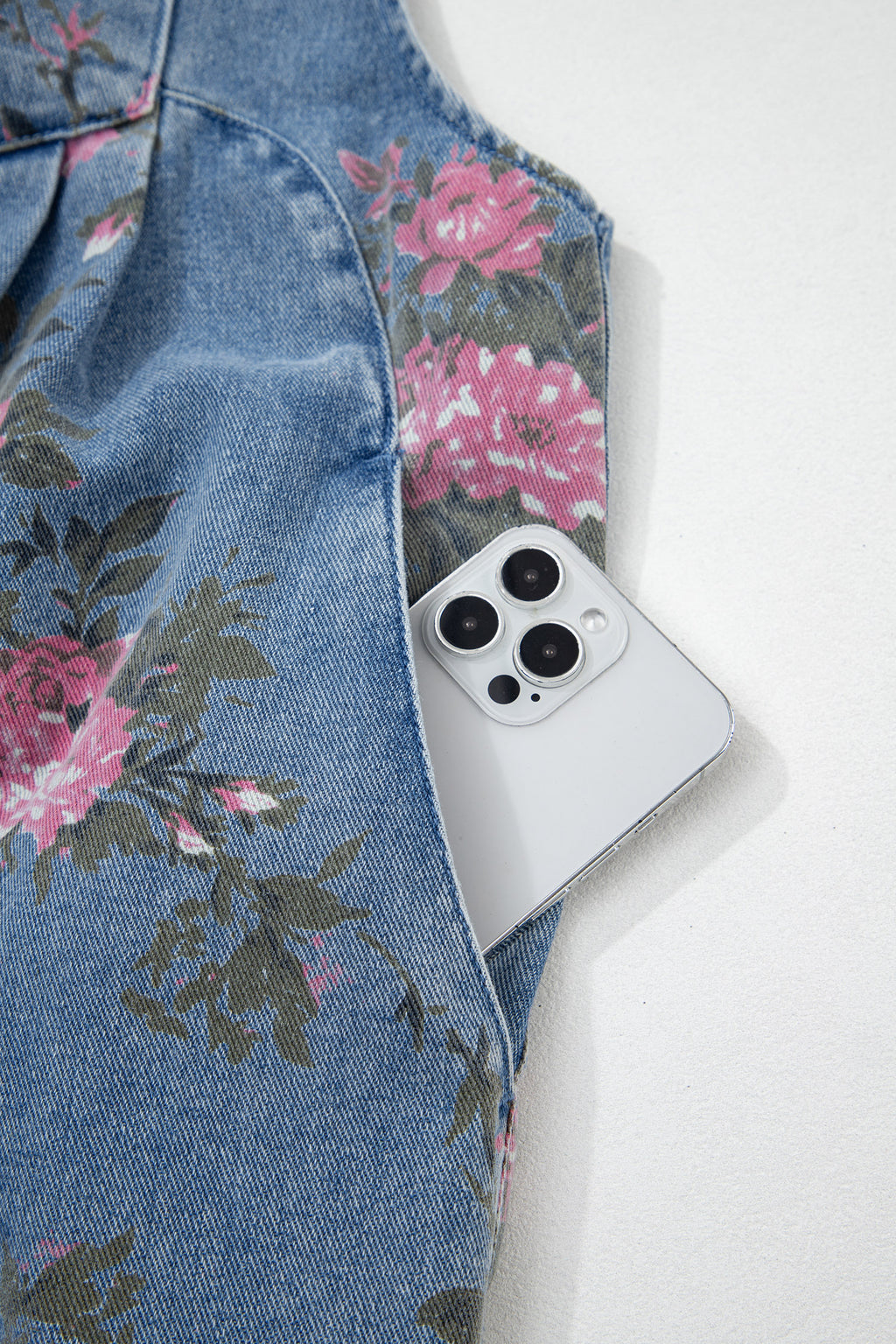 Myosotis Floral Print Denim Shortalls