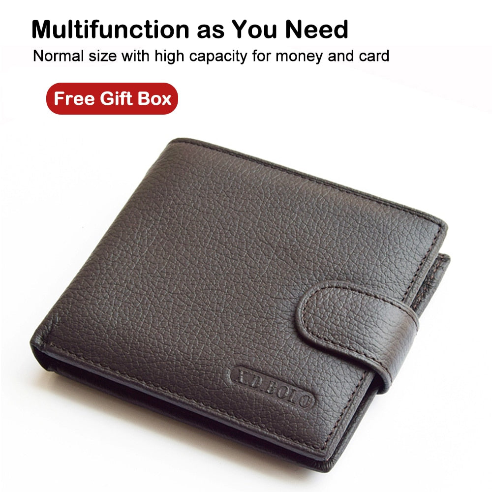 X.D.BOLO Men’s Genuine Cowhide Leather Wallet with Coin Pocket