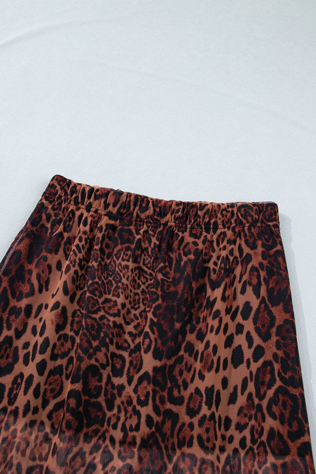 Brown Leopard Sheer Maxi Skirt