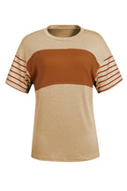 Mint Green Color Block Striped Detail Loose T Shirt