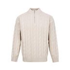 Men's Loose Fit Rich Man Hemp Pattern Coarse Knit Sweater
