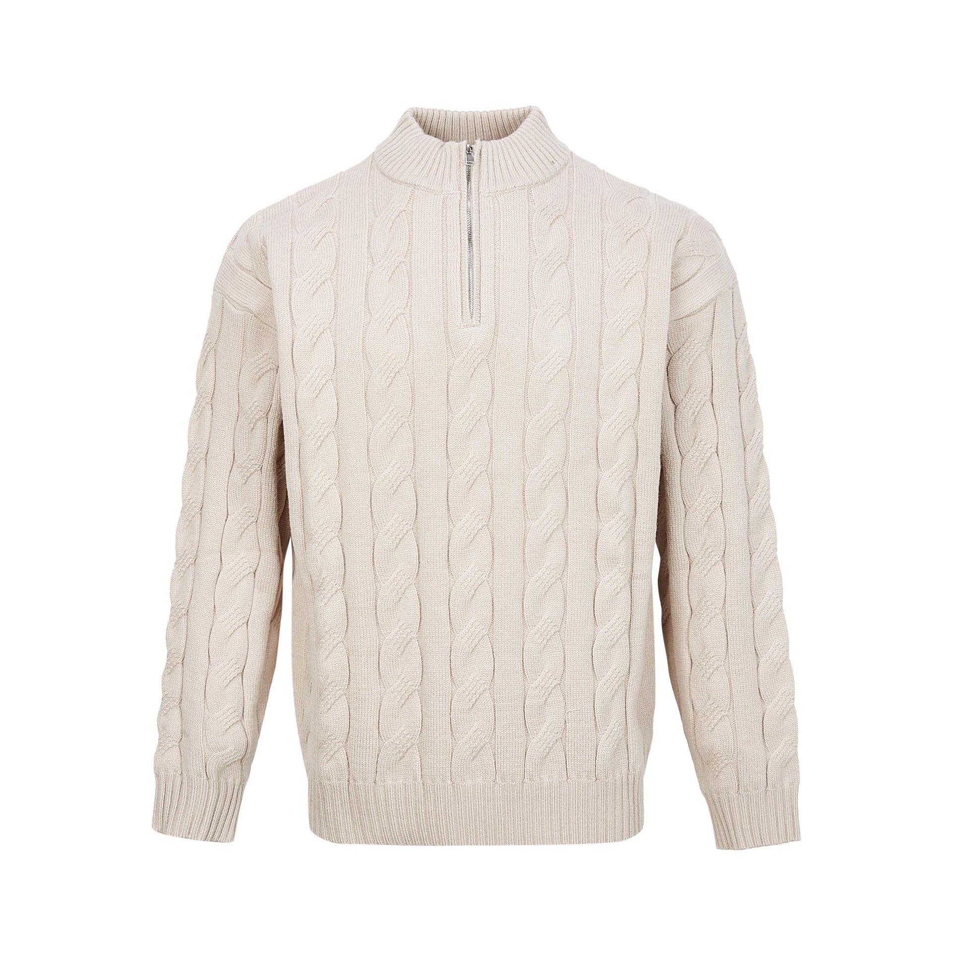 Men's Loose Fit Rich Man Hemp Pattern Coarse Knit Sweater