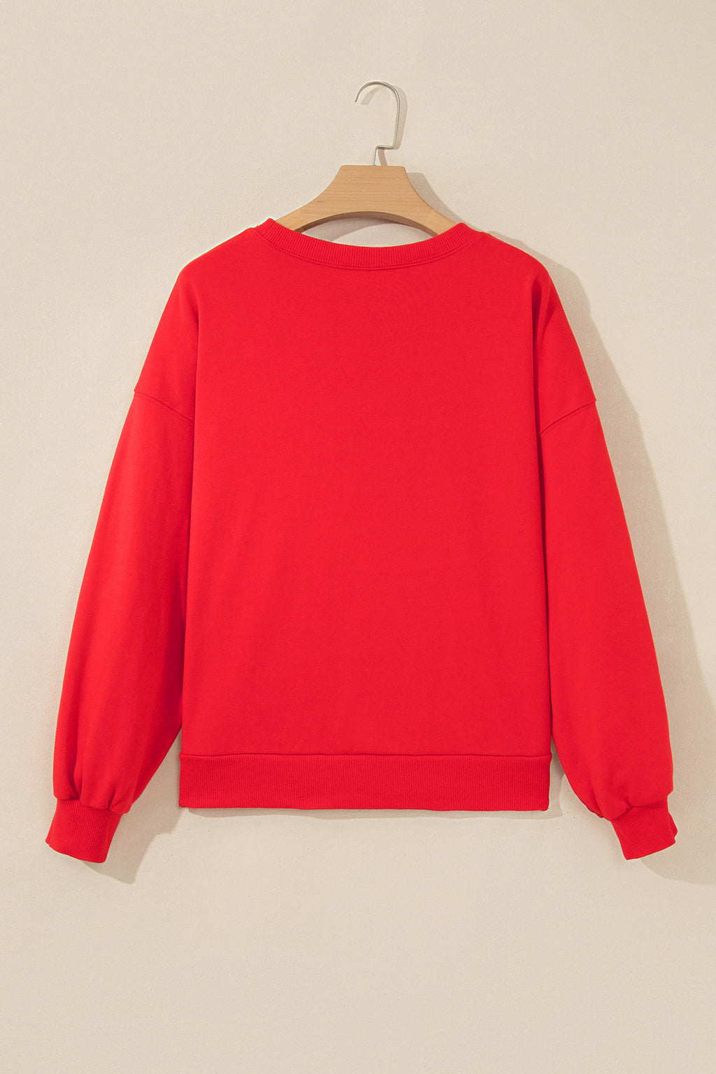 Fiery Red GAMEDAY Embroidered Patch Pattern Casual Shift Sweatshirt
