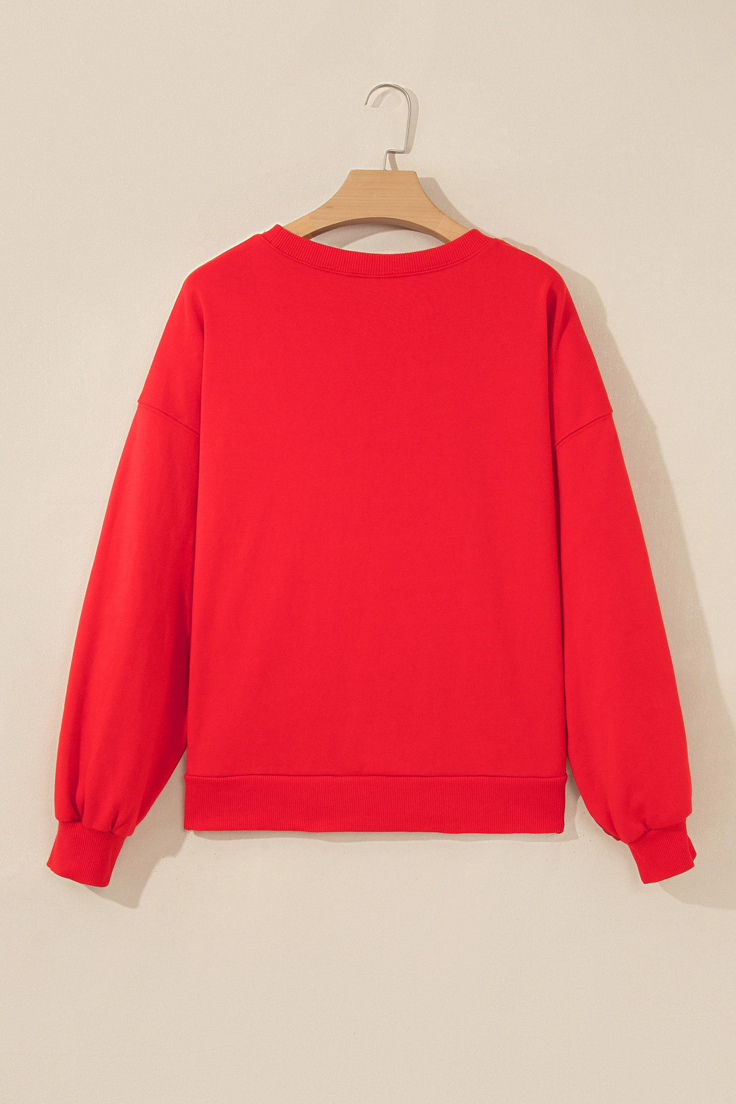 Fiery Red GAMEDAY Embroidered Patch Pattern Casual Shift Sweatshirt