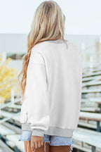Dark Blue Oversize Drop Shoulder Reversible Mock Neck Sweatshirt
