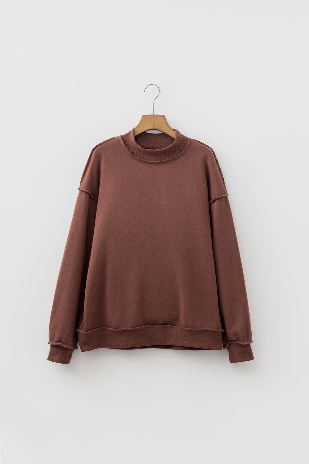 Dark Blue Oversize Drop Shoulder Reversible Mock Neck Sweatshirt