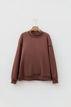 Dark Blue Oversize Drop Shoulder Reversible Mock Neck Sweatshirt