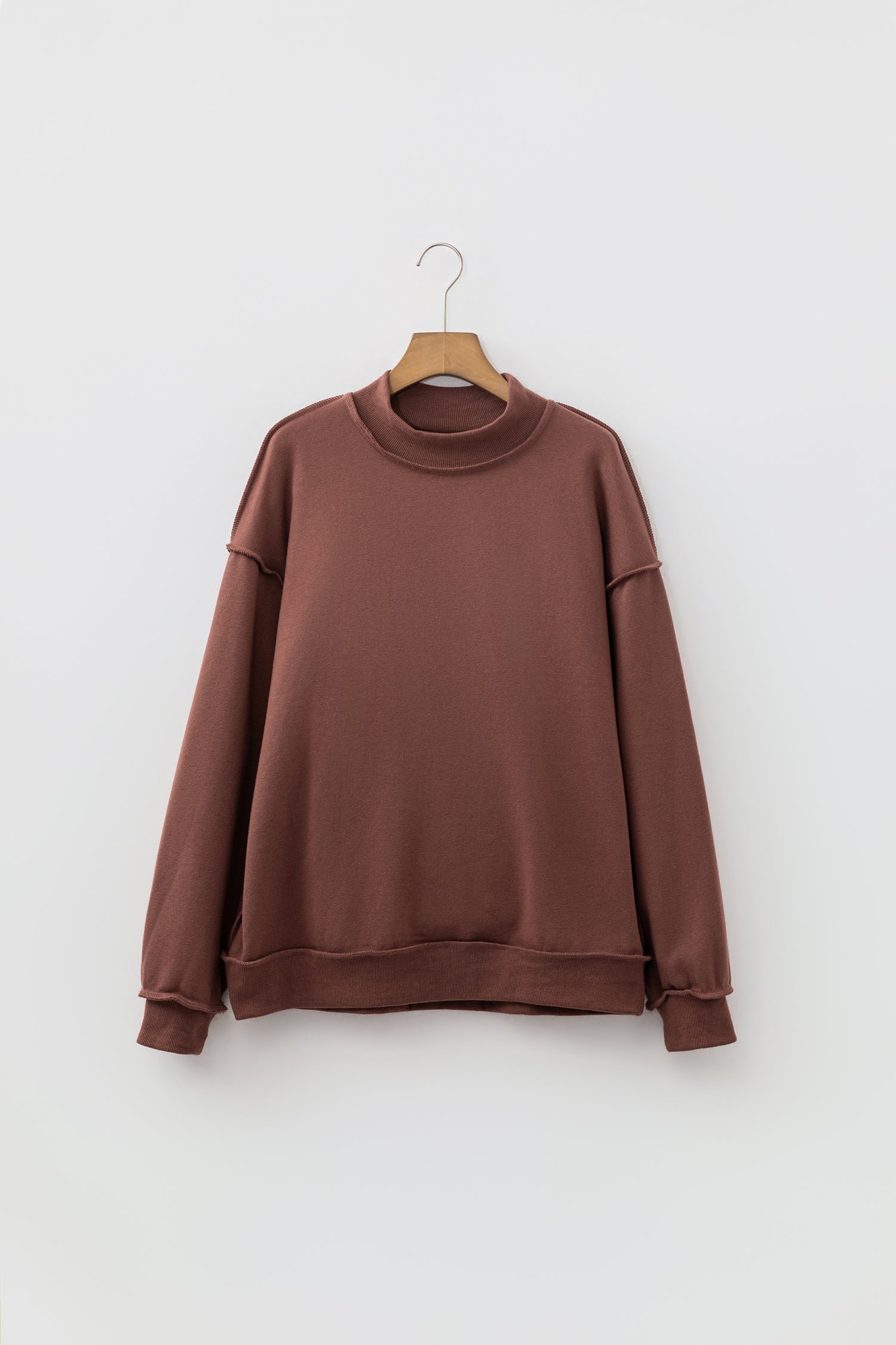 Dark Blue Oversize Drop Shoulder Reversible Mock Neck Sweatshirt