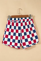 Red Independence Day Checkered Shorts