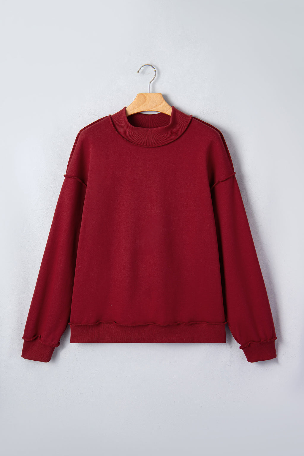 Dark Blue Oversize Drop Shoulder Reversible Mock Neck Sweatshirt