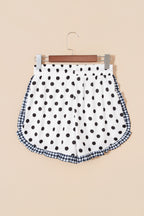 White Polka Dot Contrast Ruffle Trim Shorts