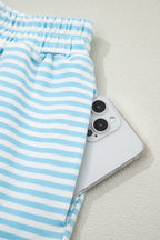 Pink Stripe Oversize Mock Neck Sweatshirt and Shorts Set