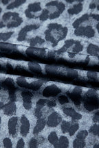 Gray Wild Leopard Print Frilled Detail Drawstring Wide Leg Pants
