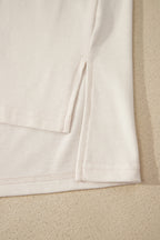 White Loose Knit Vintage Flag Bow Patched T Shirt